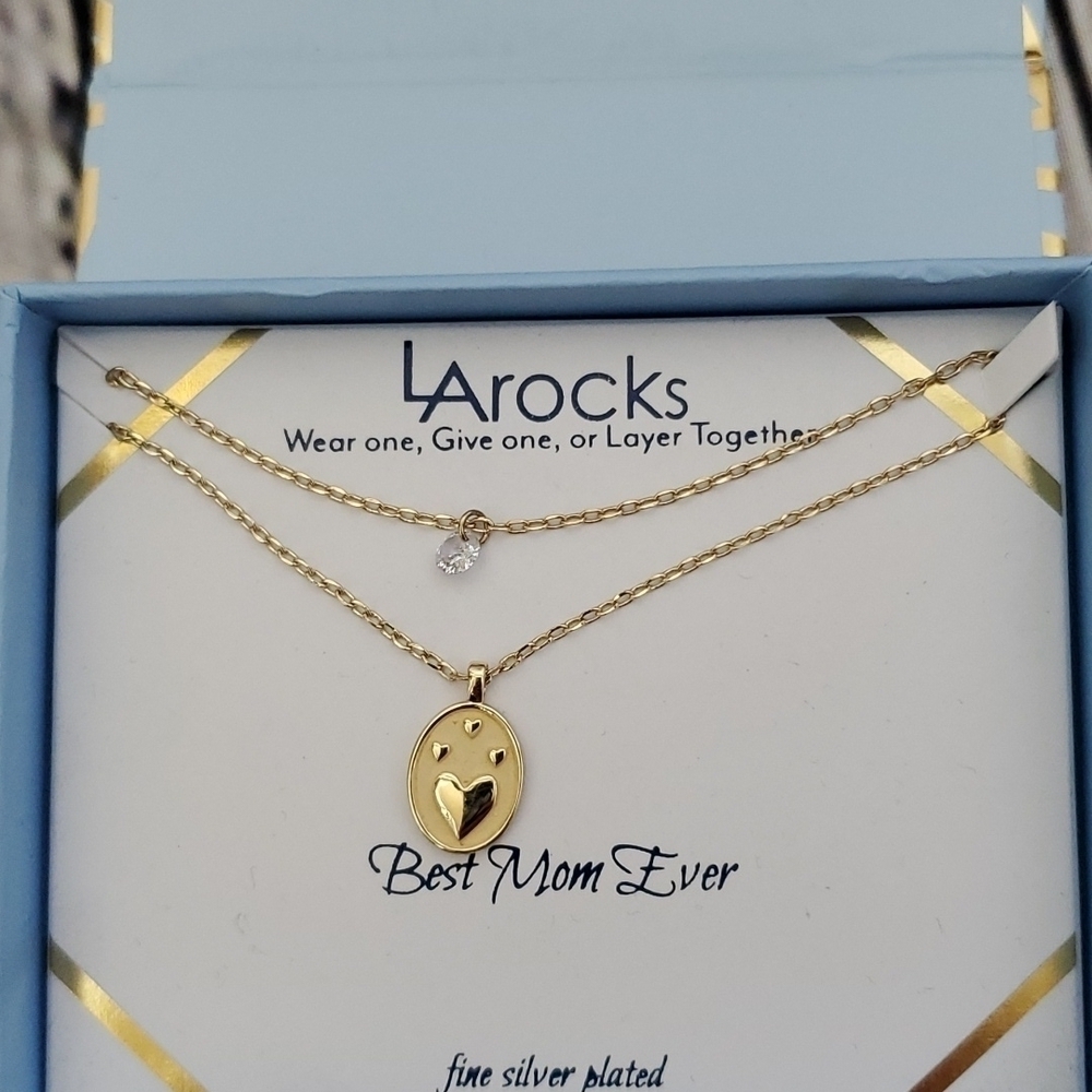 L.A. Rocks Silver Plated Mom Necklace set New in Box